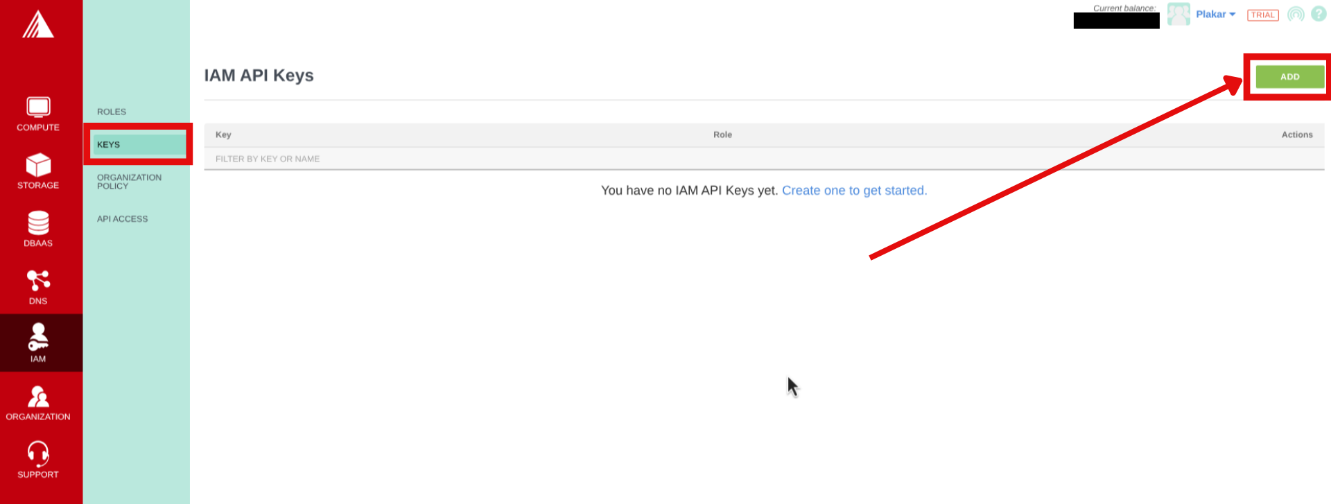 Create IAM API Key